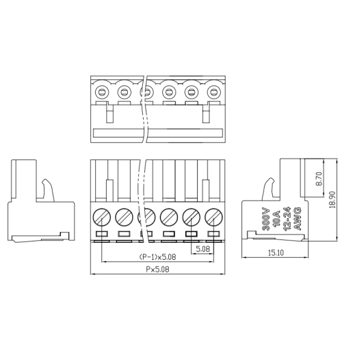 5,08 mm Steckdelibel Draht zum Drahtanschluss Block DIN-Schienenmontage Typ XK2EDG-UVK-5.08 mm